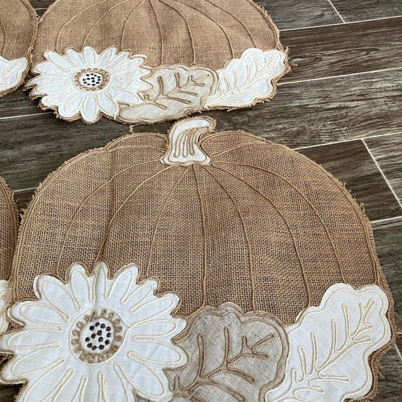 Rustic Pumpkin Placemats with Floral Design - Picture 2 of 5